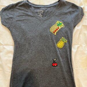Ganji cotton Tshirt, grey with fruit designs